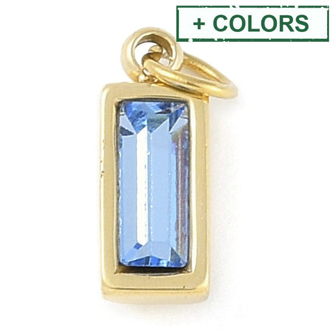 BeadsBalzar Beads & Crafts Glass Pendants, Ion Plating 304 Stainless Steel Rectangle Charms, Real 18K Gold Plated, 11x4x3.5mm