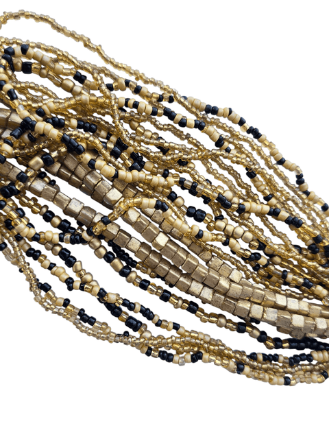 BeadsBalzar Beads & Crafts GOLD / BLACK MIX Set of Small Glass Beads & Seed Beads strands, Color themed