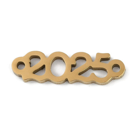 BeadsBalzar Beads & Crafts GOLDEN 304 Stainless Steel Connector Charms, Number 2025 Links, 20mm