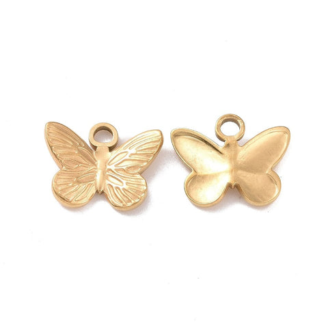 BeadsBalzar Beads & Crafts GOLDEN Ion Plating 304 Stainless Steel Charms, Butterfly