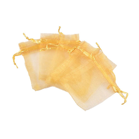 BeadsBalzar Beads & Crafts GOLDENROD Organza Gift Bags with Drawstring for Weddings, Christenings, Parties, 8x10cm