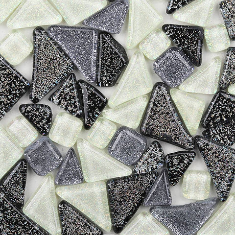 BeadsBalzar Beads & Crafts GRAY MIX Irregular Transparent Glass Cabochons, Mosaic Tiles, for Home Decoration or DIY Crafts