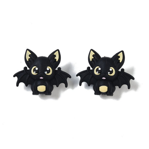 BeadsBalzar Beads & Crafts Halloween Theme Silicone Focal Beads, Bat, Black Size: about 35.5mm