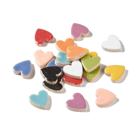 BeadsBalzar Beads & Crafts Heart Mosaic Tiles Porcelain Cabochons, for Home Decoration or DIY Crafts, Mixed Color