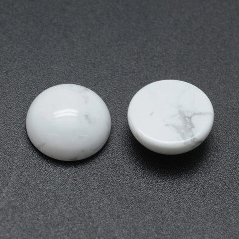 BeadsBalzar Beads & Crafts HOWLITE Natural Cabochons Flatbacks, Half Round, 12mm