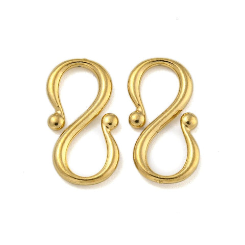 BeadsBalzar Beads & Crafts ION 18KT GOLD PLATED 304 Stainless Steel S-Hook Clasps, 6.5x13mm