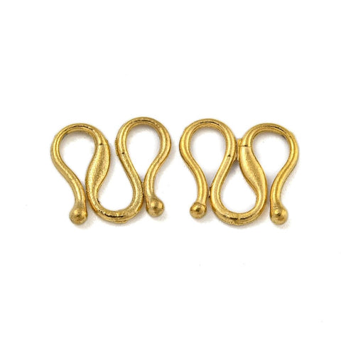 BeadsBalzar Beads & Crafts ION 18KT GOLD PLATED 304 Stainless Steel S-Hook Clasps – 7mm x 8mm