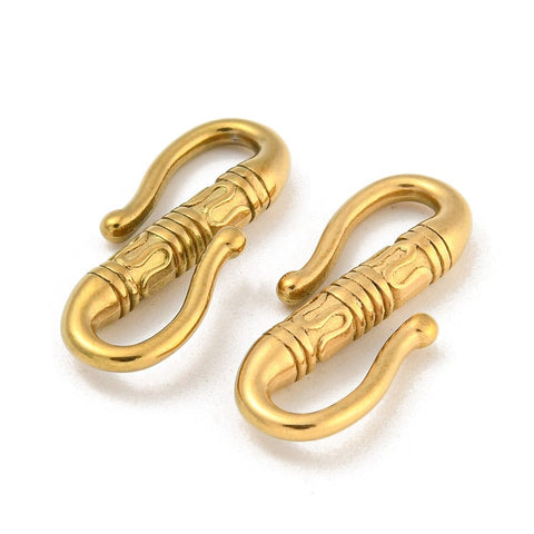 BeadsBalzar Beads & Crafts ION 18KT GOLD PLATED 304 Stainless Steel S-Hook Clasps, Double Snap Hook, 22.5mm