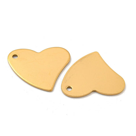 BeadsBalzar Beads & Crafts Ion Plated 304 Stainless Steel Stamping Blank Tag Pendants, Heart, Golden, 18x17x0.8mm