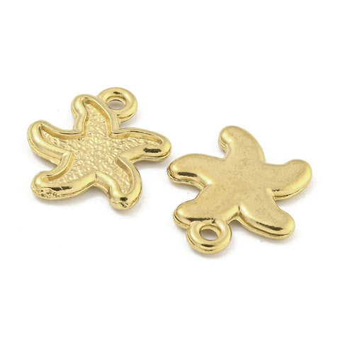 BeadsBalzar Beads & Crafts Ion Plating 304 Stainless Steel Charms, Starfish Charm, Real 18K Gold Plated