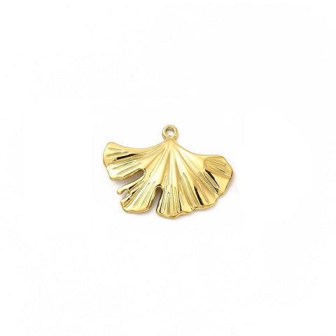 BeadsBalzar Beads & Crafts Ion Plating 304 Stainless Steel Pendants, Ginkgo Leaf Charm Pendant