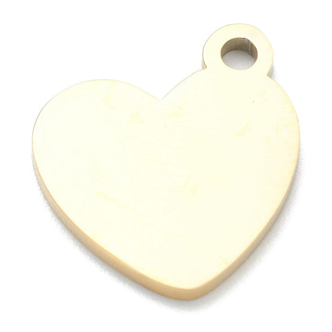 BeadsBalzar Beads & Crafts Ion Plating 304 Stainless Steel Pendants, Stamping Blank Tag, Heart, Real 18K Gold Plated, 16x16x2mm