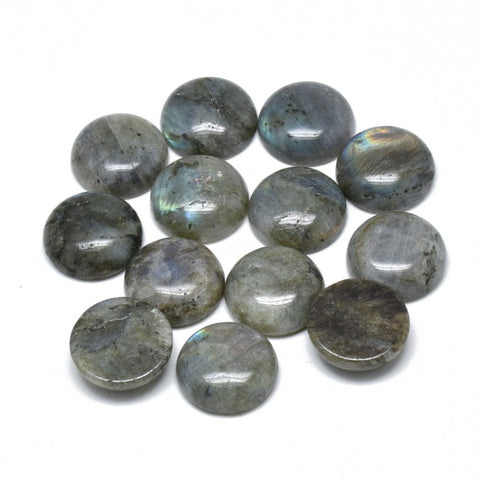 BeadsBalzar Beads & Crafts LABRODORITE Natural Cabochons Flatbacks, Half Round, 12mm