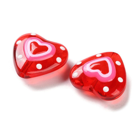 BeadsBalzar Beads & Crafts Lampwork Enamel Glass Beads, Heart, Crimson 20x19.5mm