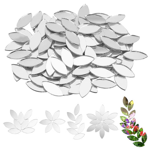 BeadsBalzar Beads & Crafts Leaf Shape Craft Mirrors Mosaic Tiles 11x25mm Petal Mosaic Tiles Mini Glass Crafts