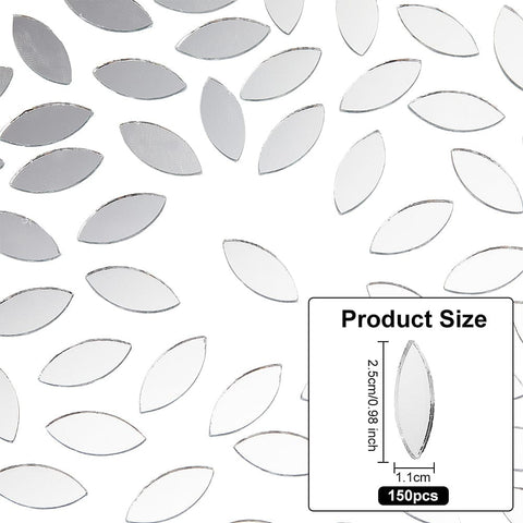 BeadsBalzar Beads & Crafts Leaf Shape Craft Mirrors Mosaic Tiles 11x25mm Petal Mosaic Tiles Mini Glass Crafts