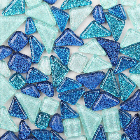 BeadsBalzar Beads & Crafts LIGHT BLUE MIX Irregular Transparent Glass Cabochons, Mosaic Tiles, for Home Decoration or DIY Crafts