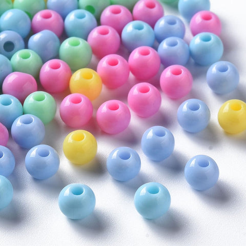 BeadsBalzar Beads & Crafts Light Color mix Opaque Acrylic Beads, Round, Mixed Color (6mm)