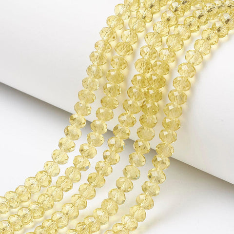 BeadsBalzar Beads & Crafts LIGHT KHAKI (BE8827-D03) (BE8827-X) Glass Beads Strands, Faceted, Rondelle, Cyan, 3.5x3mm (1 STR)