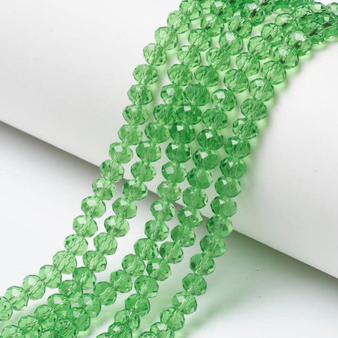 BeadsBalzar Beads & Crafts LIME Glass Beads Strands, Faceted, Rondelle, 6x5mm