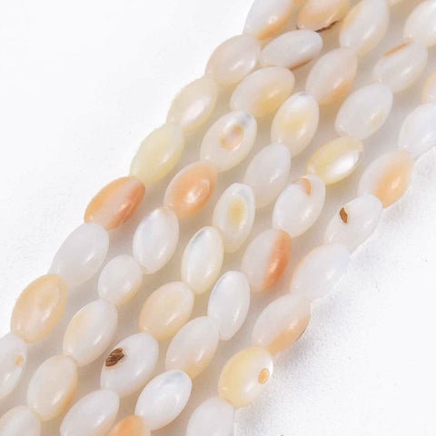 BeadsBalzar Beads & Crafts Natural Freshwater Shell Beads Strands, Rice, 5x3mm, (39.5~40cm)