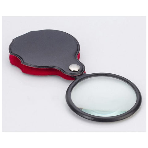 BeadsBalzar Beads & Crafts Mini Glass Lens Magnifier, with Leather Pouch, Folding Magnifying Tool