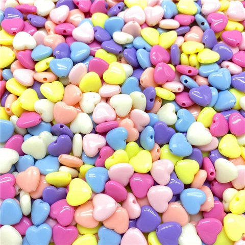 BeadsBalzar Beads & Crafts MIX Opaque Acrylic Beads, Heart, 9mm wide