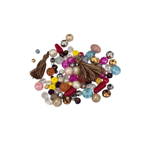 BeadsBalzar Beads & Crafts MIXED COLORS Mixed pack of 2 Tassels and Glass & Acrylic beads