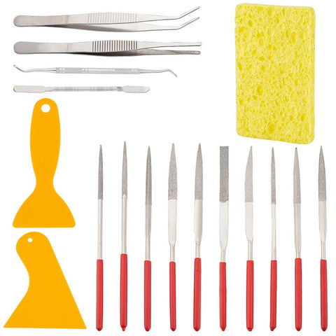 BeadsBalzar Beads & Crafts Mosaic Tools for Beginner Supplies including Scraper Sponge, Tweezers, Needle Files