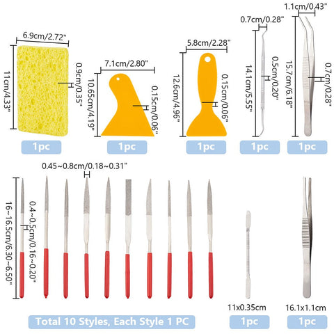 BeadsBalzar Beads & Crafts Mosaic Tools for Beginner Supplies including Scraper Sponge, Tweezers, Needle Files