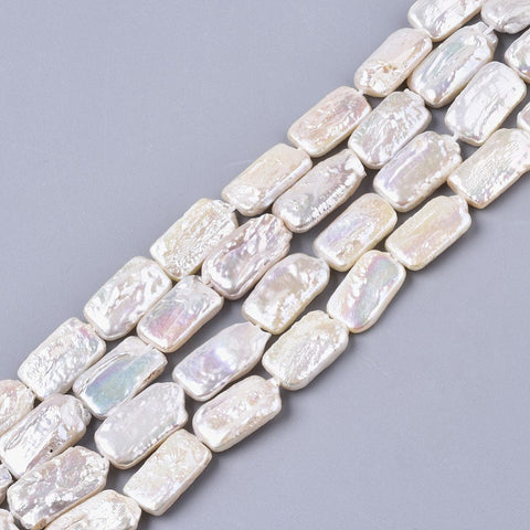 BeadsBalzar Beads & Crafts Natural Baroque Pearl Keshi Pearl Beads, Cultured Freshwater Pearl, Rectangle, Seashell Color