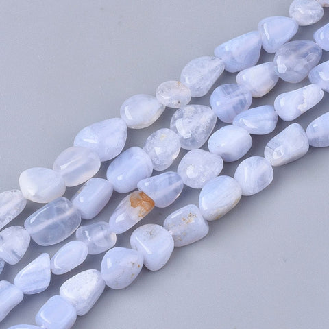 BeadsBalzar Beads & Crafts Natural Blue Lace Agate Beads Strands, Nuggets, Tumbled Stone