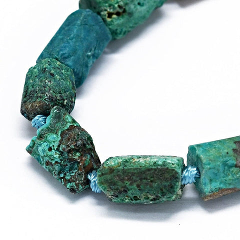 BeadsBalzar Beads & Crafts Natural Chrysocolla Beads, Frosted, Nuggets, 6-7mm in diameter, 7-12mm long