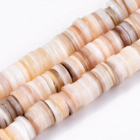 BeadsBalzar Beads & Crafts Natural Freshwater Shell Beads, Disc/Flat Round, Heishi Beads, Shell Shards, 5~6mm