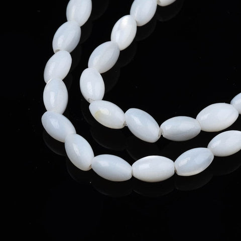 BeadsBalzar Beads & Crafts Natural Freshwater Shell Beads Strands, Rice, White, 5x3mm, Hole: 0.9mm