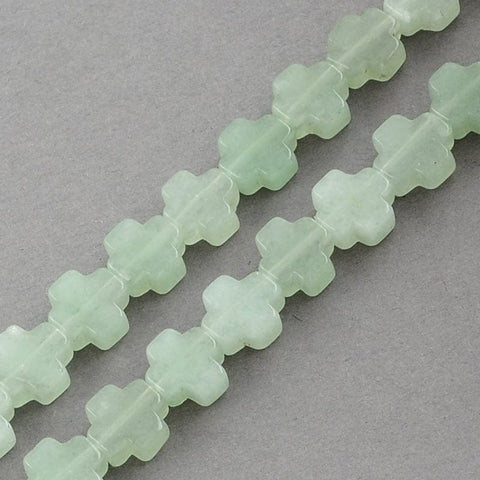 BeadsBalzar Beads & Crafts NATURAL GREEN AVENTURINE Greek Cross semi-precious stone about 8mm, 4mm thick