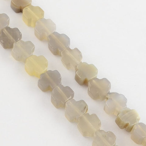 BeadsBalzar Beads & Crafts NATURAL GREY AGATE Greek Cross semi-precious stone about 8mm, 4mm thick