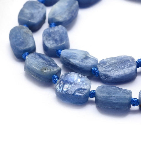 BeadsBalzar Beads & Crafts Natural Kyanite/Cyanite/Disthene, Flat Slab Beads, Nuggets, Frosted 6-13mm wide, 8-23mm long