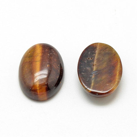 BeadsBalzar Beads & Crafts NATURAL TIGER EYE Synthetic & Natural Cabochons Flatbacks, Oval, Light 14mm