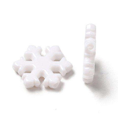 BeadsBalzar Beads & Crafts Opaque Acrylic Beads, Christmas Snowflake, White