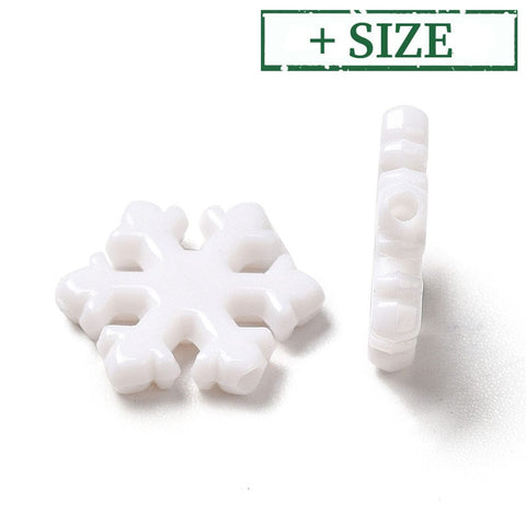 BeadsBalzar Beads & Crafts Opaque Acrylic Beads, Christmas Snowflake, White