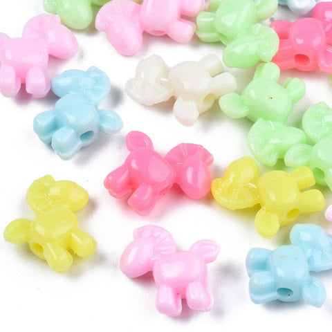 BeadsBalzar Beads & Crafts Opaque Acrylic Beads, Horse, Mixed Color, 16x16x7mm, Hole: 2mm