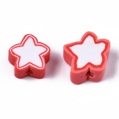 BeadsBalzar Beads & Crafts ORANGE/RED (CS9111-E) (CS9111-X) Polymer Clay Beads, Star, 8.5~11x9~11x4mm (30 PCS)