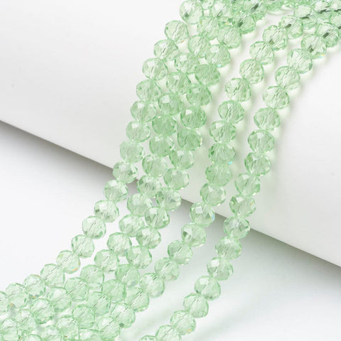 BeadsBalzar Beads & Crafts PALE GREEN Glass Beads Strands, Faceted, Rondelle, 6x5mm