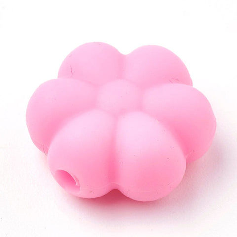 BeadsBalzar Beads & Crafts PINK Food Grade Eco-Friendly Silicone Beads, Chewing Beads For Teethers, DIY Nursing Making, Flowerr, 14mm