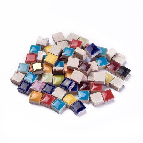 BeadsBalzar Beads & Crafts Porcelain Cabochons, Mosaic Tiles, for Home Decoration or DIY Crafts, Square, Mixed Color