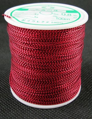 BeadsBalzar Beads & Crafts RED 0.8mm Metallic Thread, Embroidery Thread