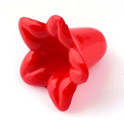 BeadsBalzar Beads & Crafts RED Opaque Acrylic Beads, Trumpet Flower Beads, Flower, Size: about 17mm long