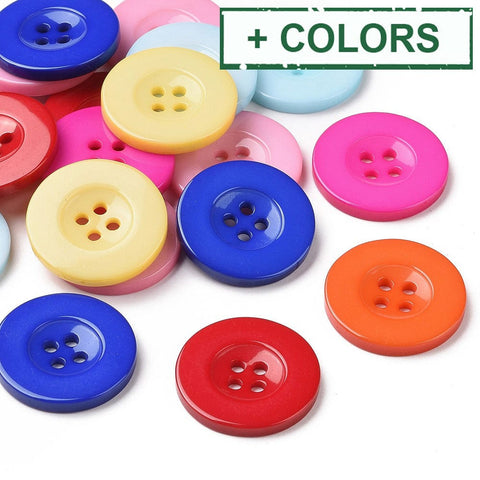 BeadsBalzar Beads & Crafts Resin Buttons, Dyed, Flat Round, 25mm