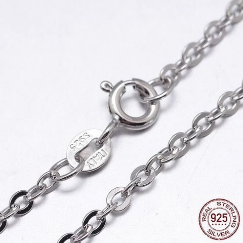 BeadsBalzar Beads & Crafts Rhodium Plated 925 Sterling Silver Cable Chains Necklaces, Platinum, 16 inch, 1.2mm